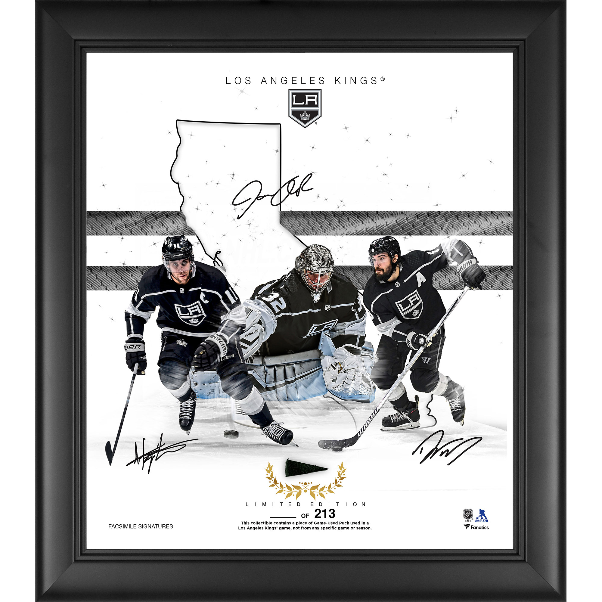 Los Angeles Kings Framed 15" x 17" Franchise Foundations Collage with a Piece of Game Used Puck - Limited Edition of 213