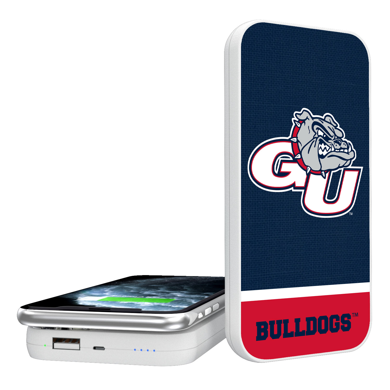 Gonzaga Bulldogs Endzone Solid Design Wireless 5000mAh Powerbank - Image 2