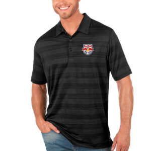 Men's Antigua Black New York Red Bulls Compass Polo