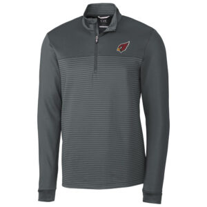 Men's Cutter & Buck Gray Arizona Cardinals Traverse Stripe Quarter-Zip Pullover Jacket