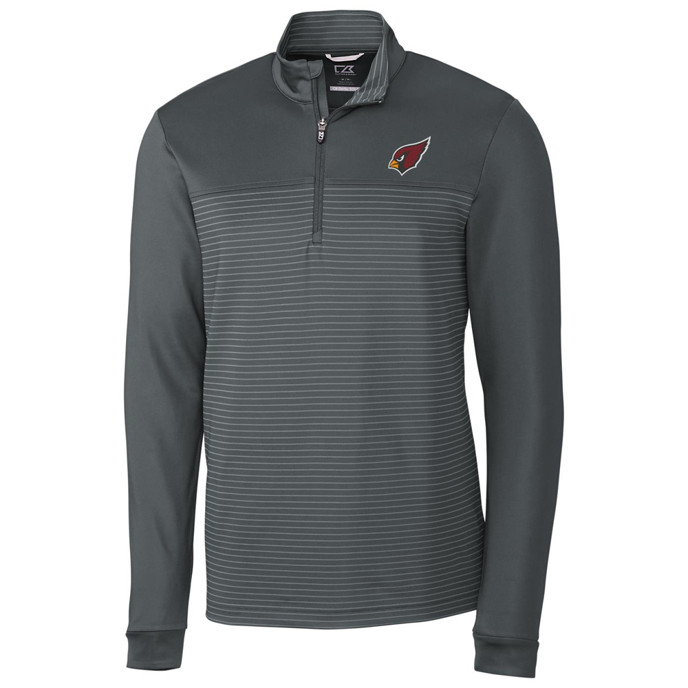 Men's Cutter & Buck Gray Arizona Cardinals Traverse Stripe Quarter-Zip Pullover Jacket