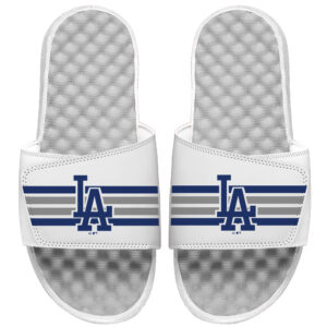 Youth ISlide White Los Angeles Dodgers Varsity Stripes Slide Sandals