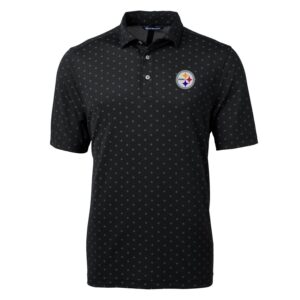 Men's Cutter & Buck Black Pittsburgh Steelers Virtue Eco Pique Tile Print Polo