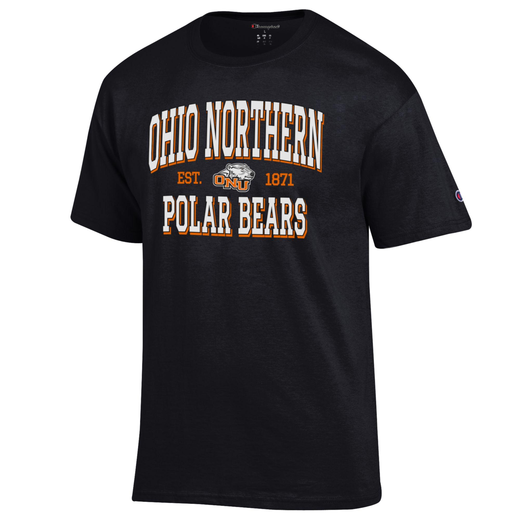 Men's Champion Black Ohio Northern Polar Bears Est. Date Jersey T-Shirt - Image 6