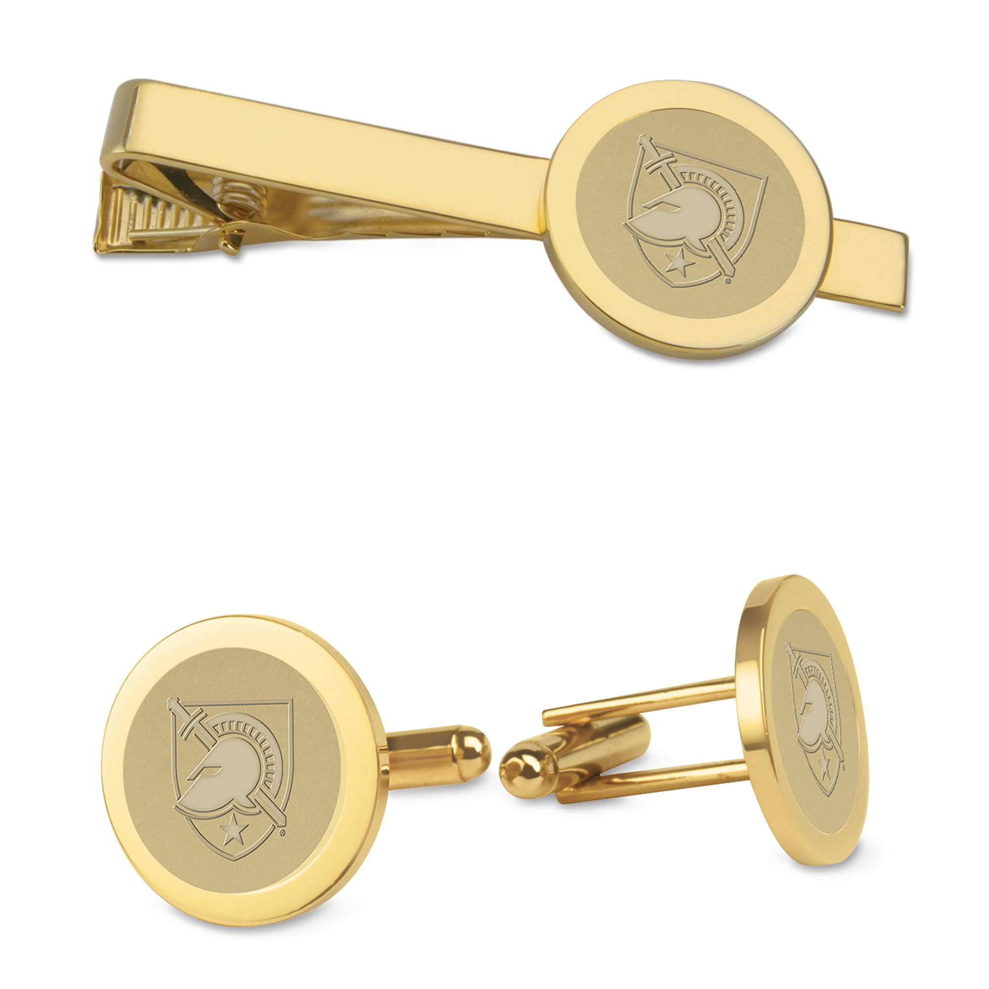 Men's Gold Army Black Knights Cufflinks & Tie Bar Gift Set