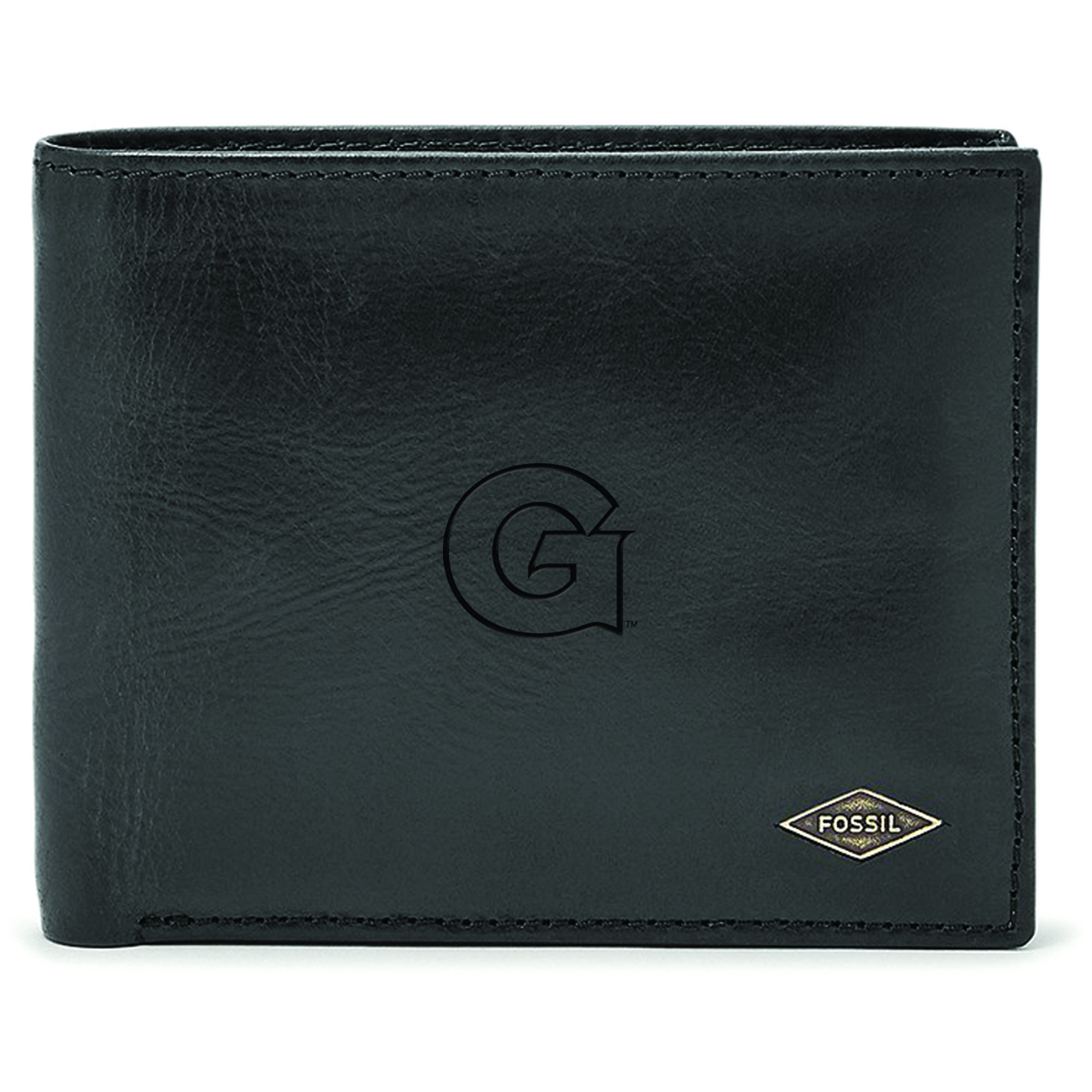 Men's Fossil Black Georgetown Hoyas Leather Ryan RFID Passcase Wallet