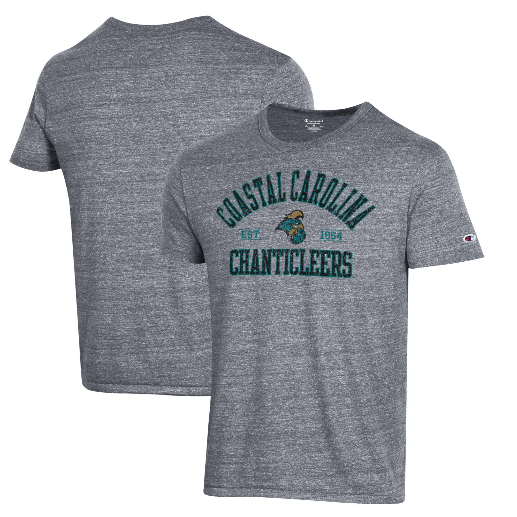 Men's Champion Gray Coastal Carolina Chanticleers Ultimate Tri-Blend T-Shirt - Image 2