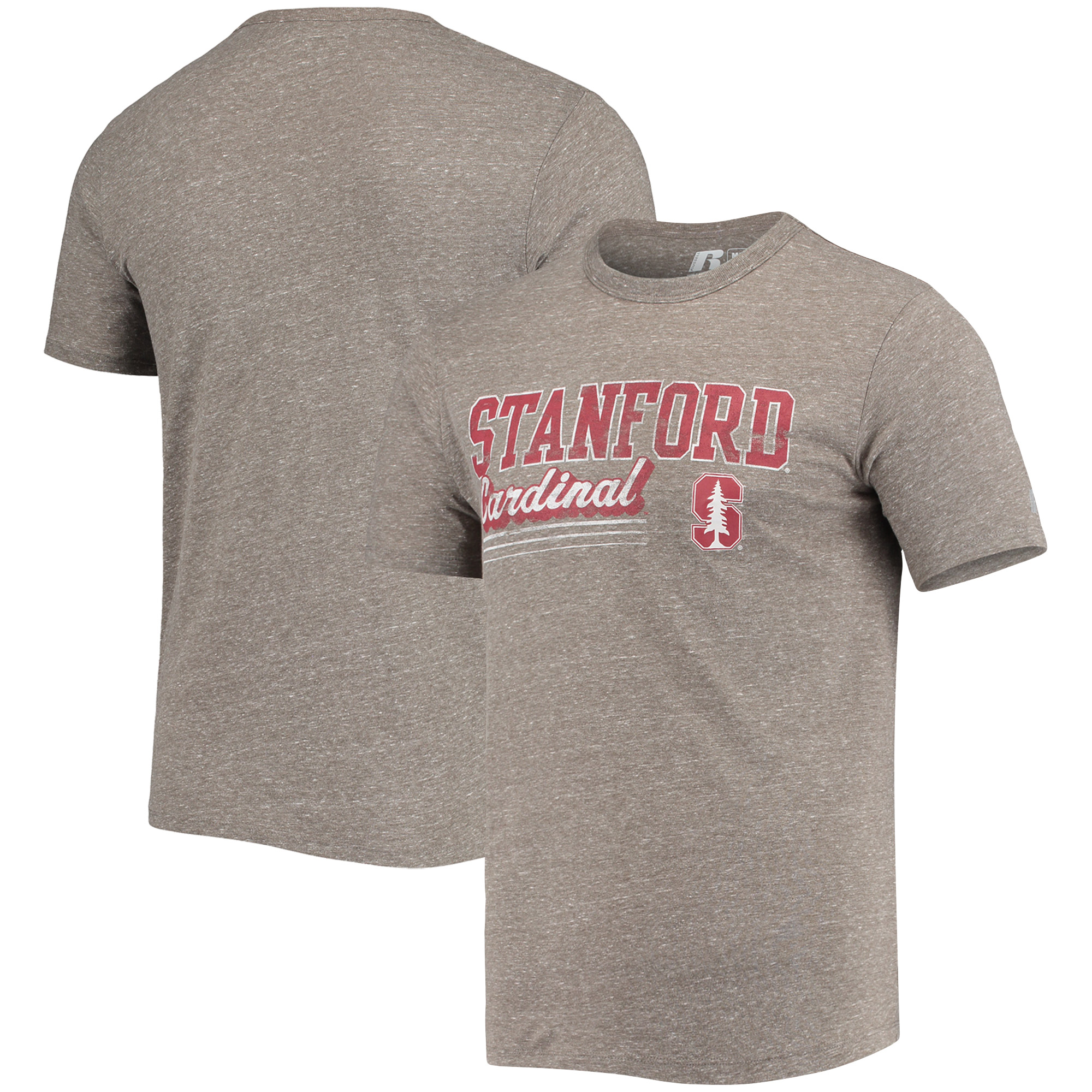 Men's Russell Heathered Charcoal Stanford Cardinal Tri-Blend T-Shirt - Image 2
