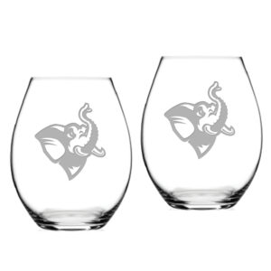 Tufts University Jumbos 20oz. 2-Piece Riedel Stemless Wine Glass Set