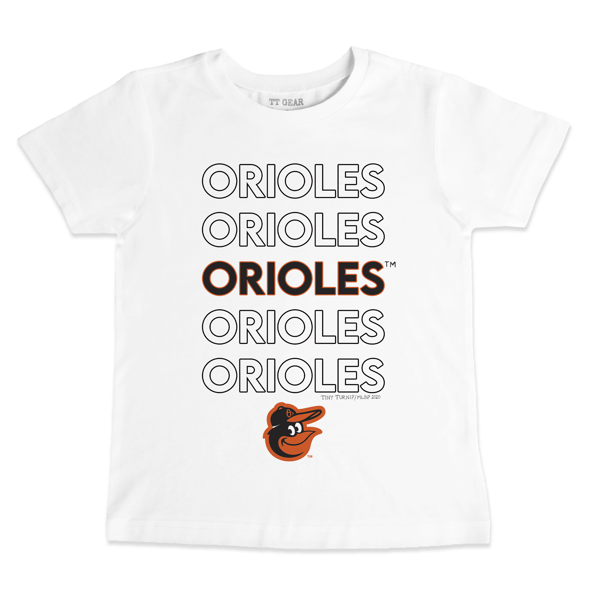 Toddler Tiny Turnip White Baltimore Orioles Stacked T-Shirt