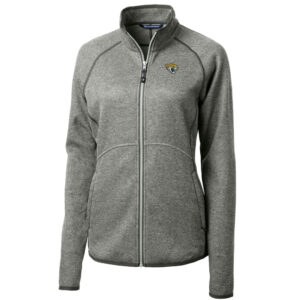 Women's Cutter & Buck Heathered Gray Jacksonville Jaguars Mainsail Sweater-Knit Full-Zip Jacket