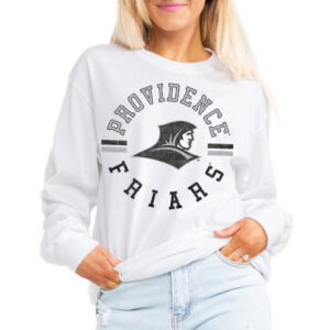 Women's Gameday Couture White Providence Friars Vintage Days Oversized Lightweight Long Sleeve T-Shirt