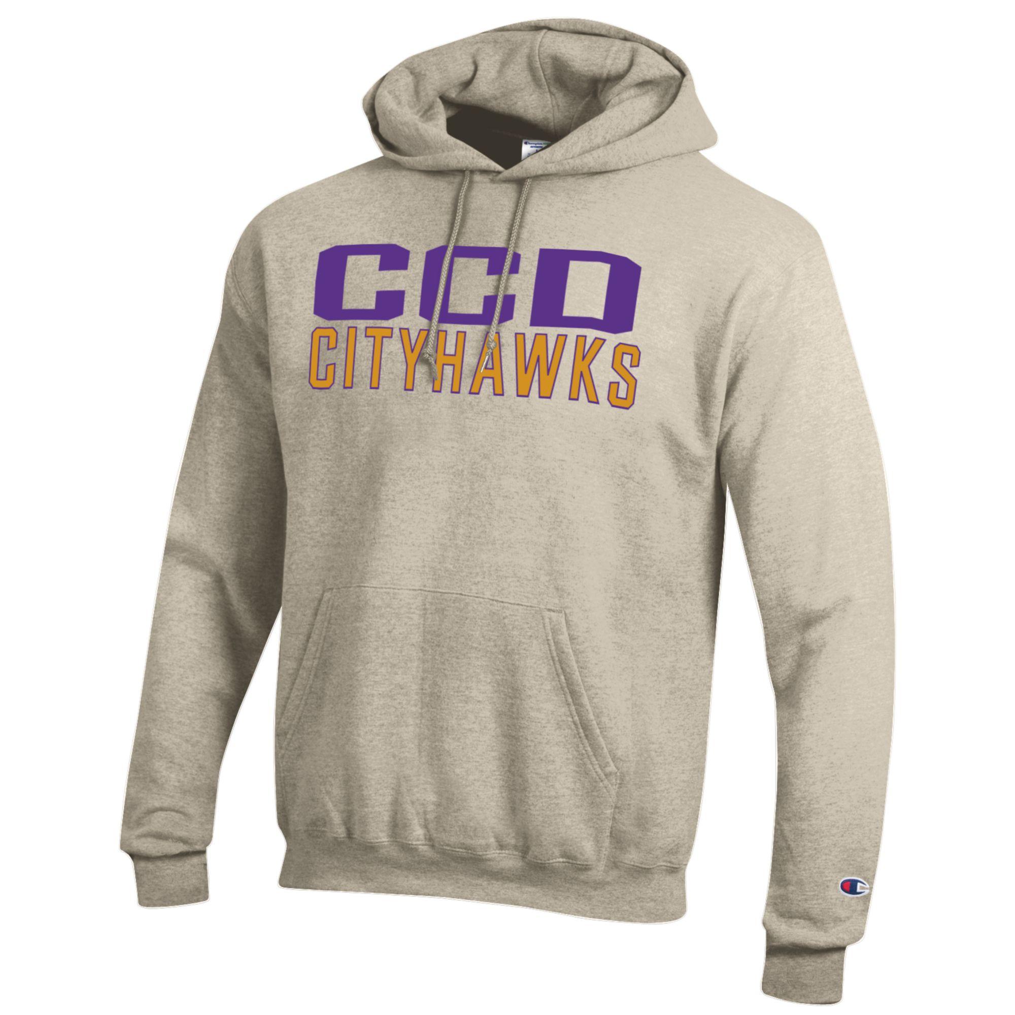 Men's Champion Oatmeal CCD CityHawks Eco Powerblend Pullover Hoodie - Image 6