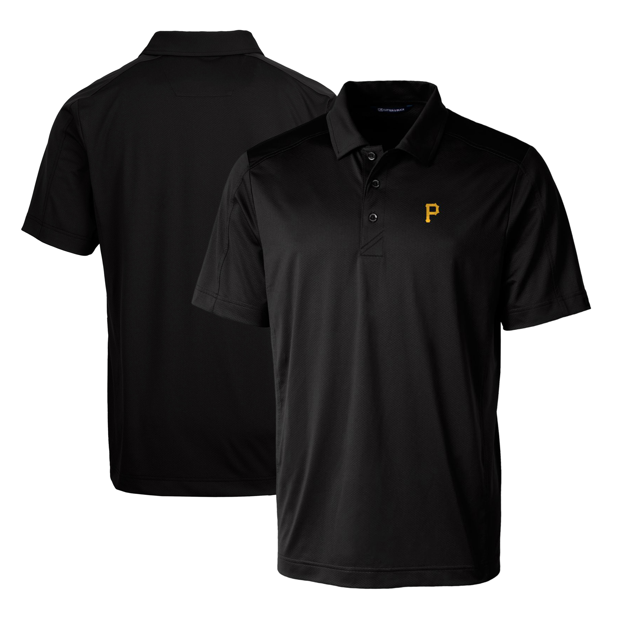 Men's Cutter & Buck Black Pittsburgh Pirates Prospect Textured Stretch Big & Tall Polo - Image 2