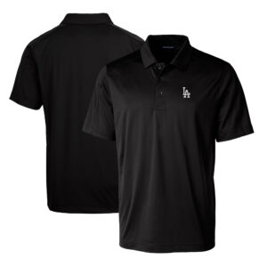 Men's Cutter & Buck Black Los Angeles Dodgers Prospect Textured Stretch Big & Tall Polo
