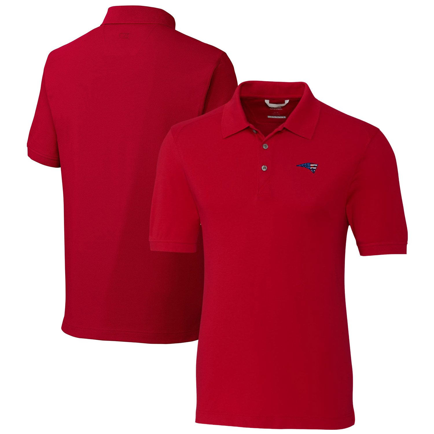 Men's Cutter & Buck Red New England Patriots Americana Advantage Tri-Blend Pique Polo