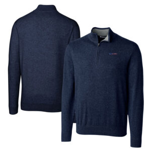 Men's Cutter & Buck Navy San Francisco 49ers Big & Tall Lakemont Quarter-Zip Pullover Sweater