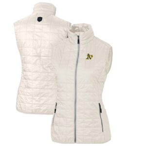 Women's Cutter & Buck Cream Athletics Rainier PrimaLoft Eco Full-Zip Puffer Vest