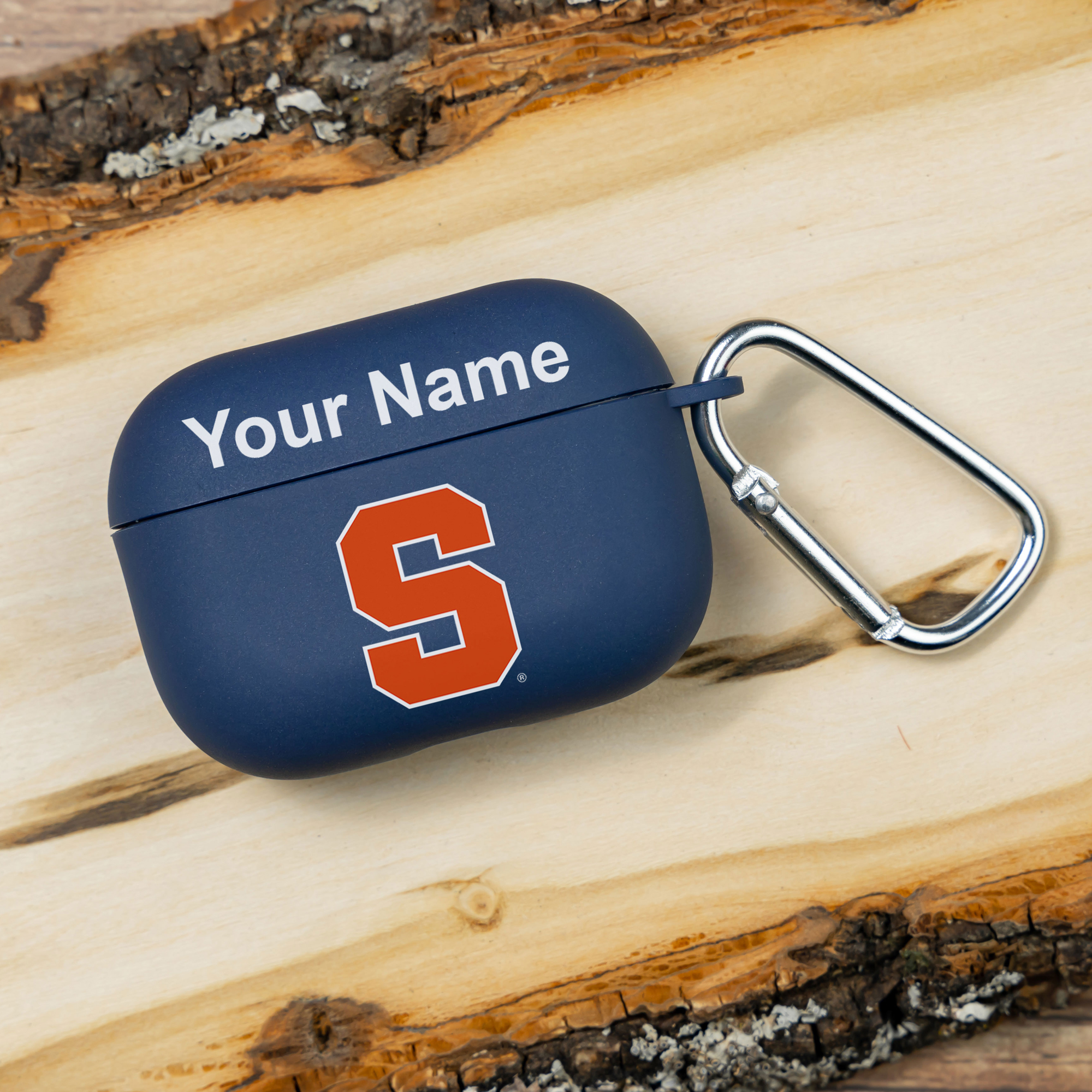 Navy Syracuse Orange Personalized AirPods Pro Case Cover - Image 5