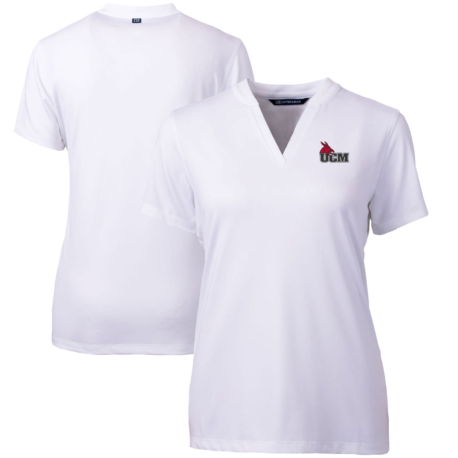 Women's Cutter & Buck White Central Missouri Mules Forge Blade V-Neck Top