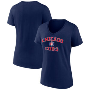 Women's Navy Chicago Cubs Heart and Soul V-Neck T-Shirt