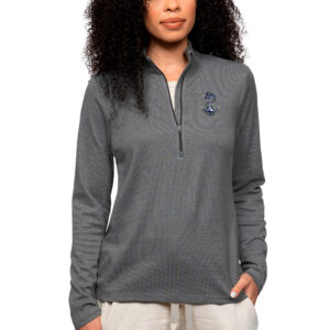 Women's Antigua Heather Charcoal Navy Midshipmen Epic Quarter-Zip Pullover Top