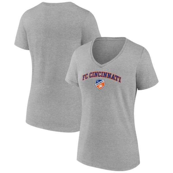 Women's Gray FC Cincinnati Heart and Soul V-Neck T-Shirt