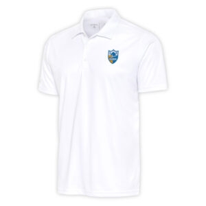 Men's Antigua White Los Angeles Chargers Team Logo Throwback Tribute Polo