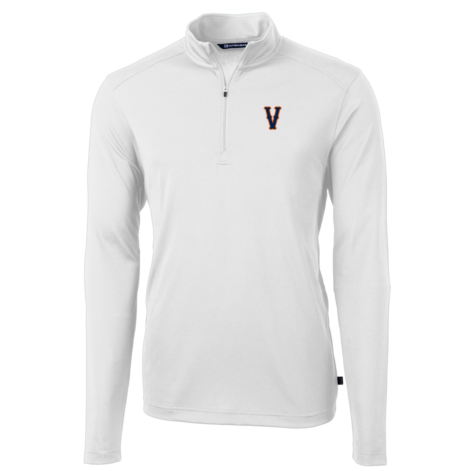 Men's Cutter & Buck White Virginia Cavaliers Vintage Team Big & Tall Virtue Eco Pique Recycled Quarter-Zip Pullover Top - Image 6