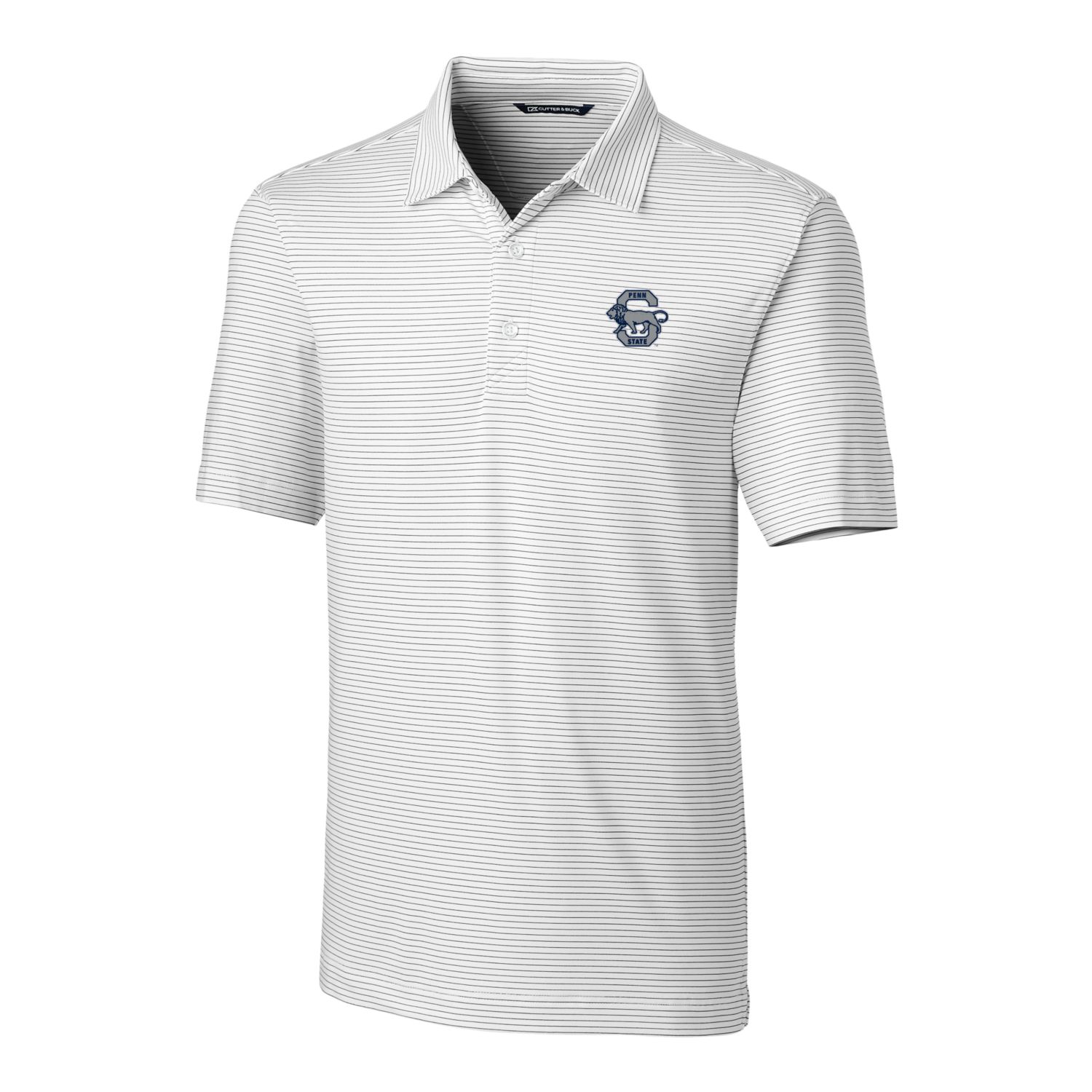 Men's Cutter & Buck White Penn State Nittany Lions Forge Pencil Stripe Stretch Polo - Image 3