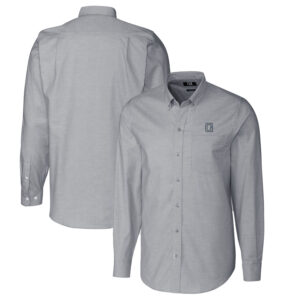 Men's Cutter & Buck Charcoal Georgetown Hoyas Vault Stretch Oxford Long Sleeve Button-Down Shirt
