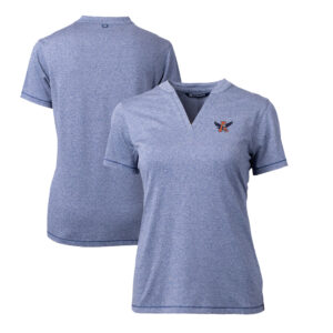 Women's Cutter & Buck Heather Blue Auburn Tigers Forge Stretch Blade V-Neck Top