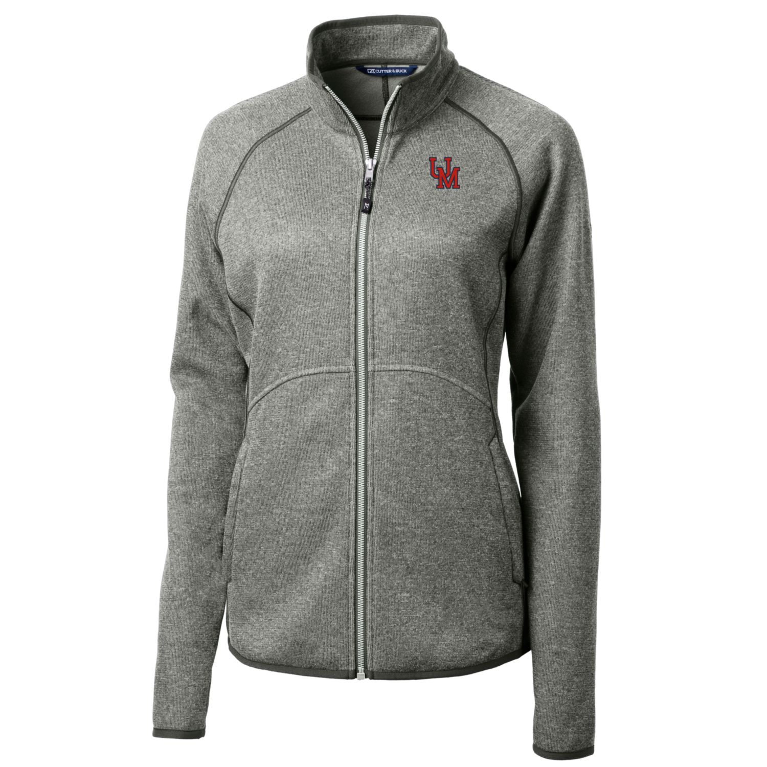 Women's Cutter & Buck Heather Gray Ole Miss Rebels Mainsail Sweater-Knit Full-Zip Jacket - Image 6