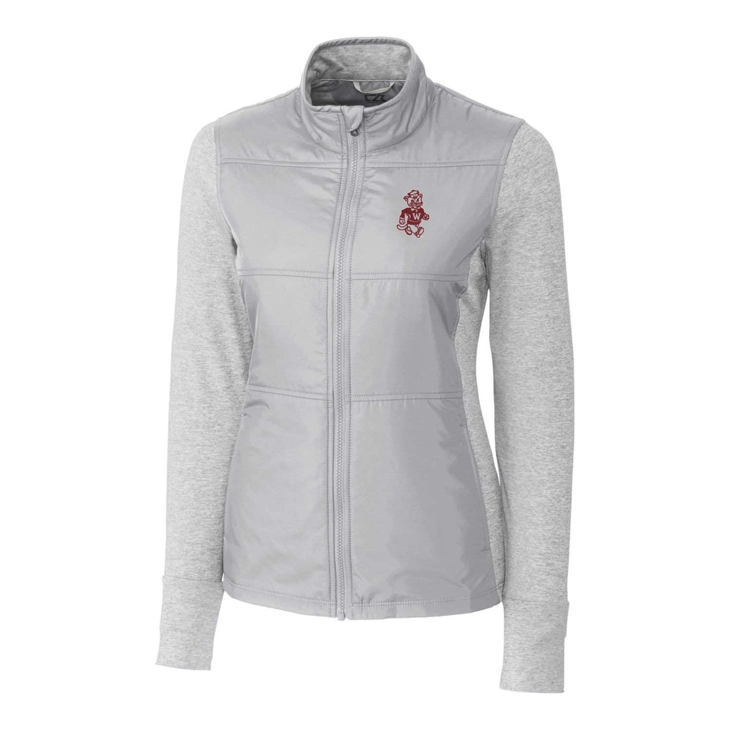 Women's Cutter & Buck Gray Washington State Cougars Vault Stealth Hybrid Quilted Full-Zip Jacket - Image 6