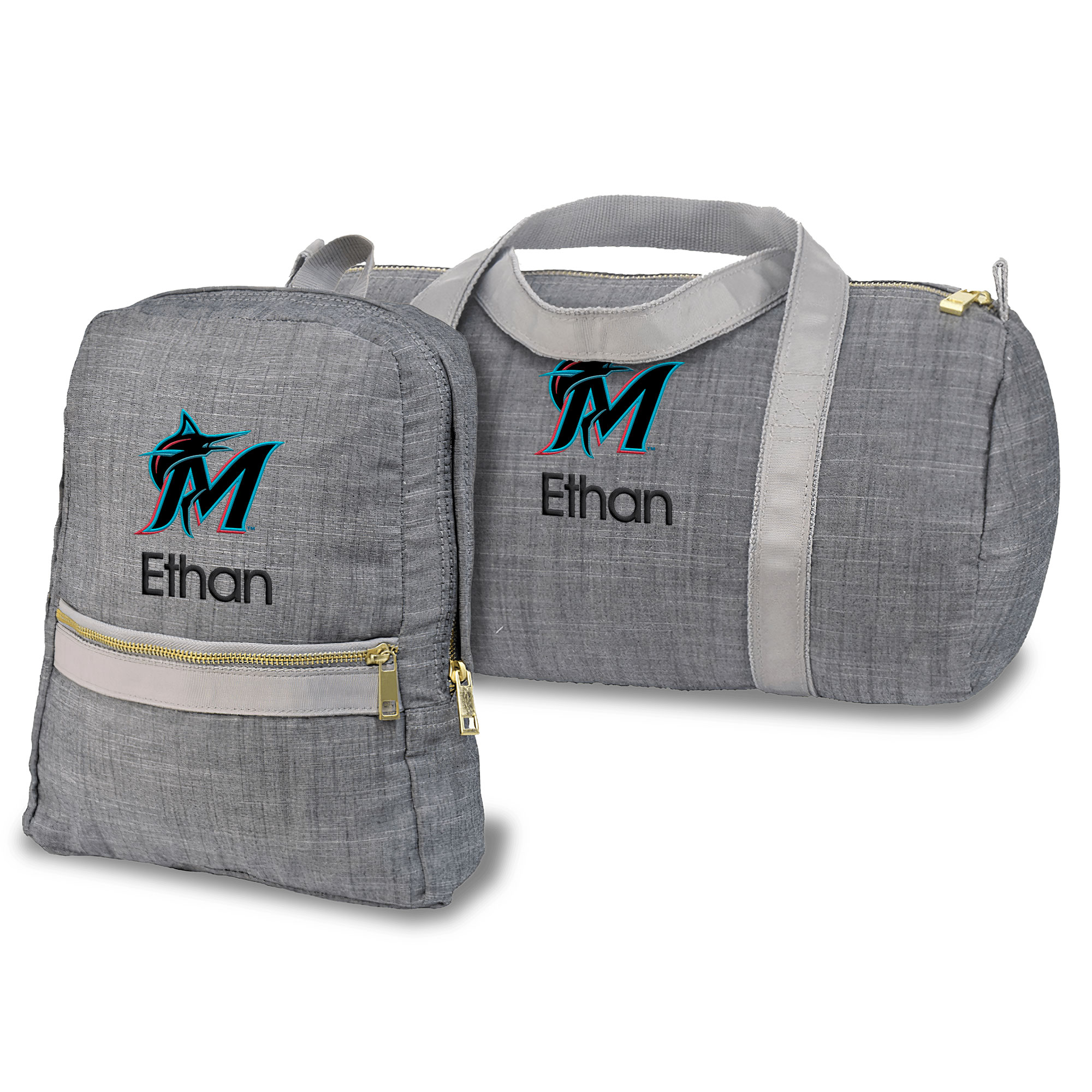 Miami Marlins Personalized Small Backpack and Duffle Bag Set