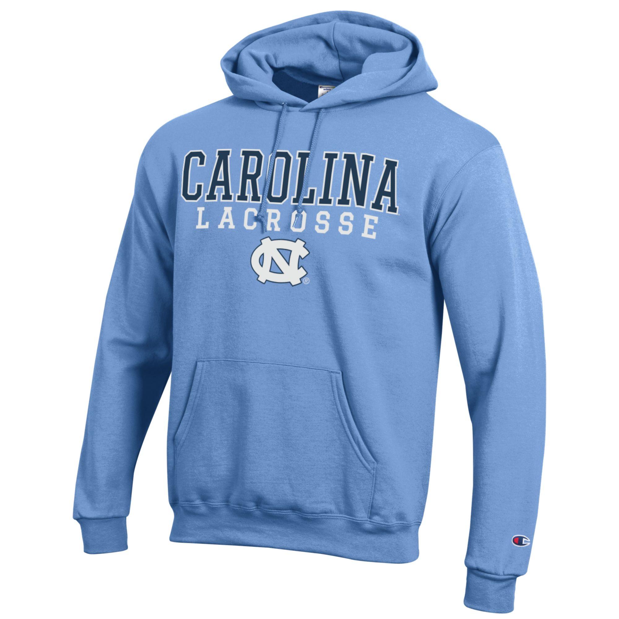 Men's Champion Carolina Blue North Carolina Tar Heels Stack Logo Lacrosse Powerblend Pullover Hoodie - Image 6
