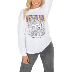 Women's Gameday Couture White Northern Iowa Panthers Boyfriend Fit Long Sleeve T-Shirt