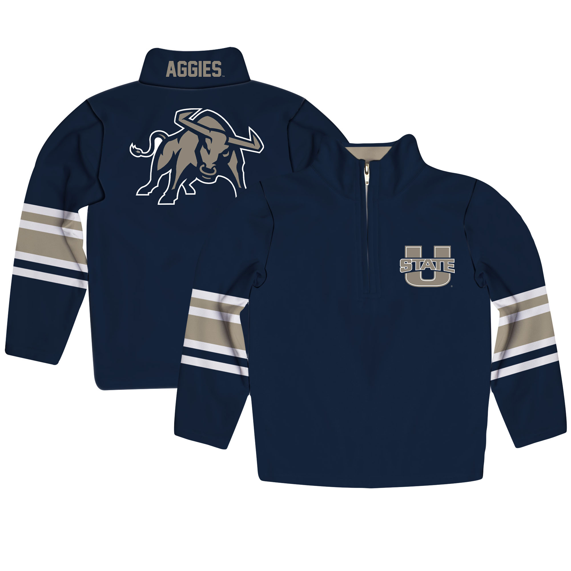 Youth Navy Utah State Aggies Team Logo Quarter-Zip Pullover Sweatshirt
