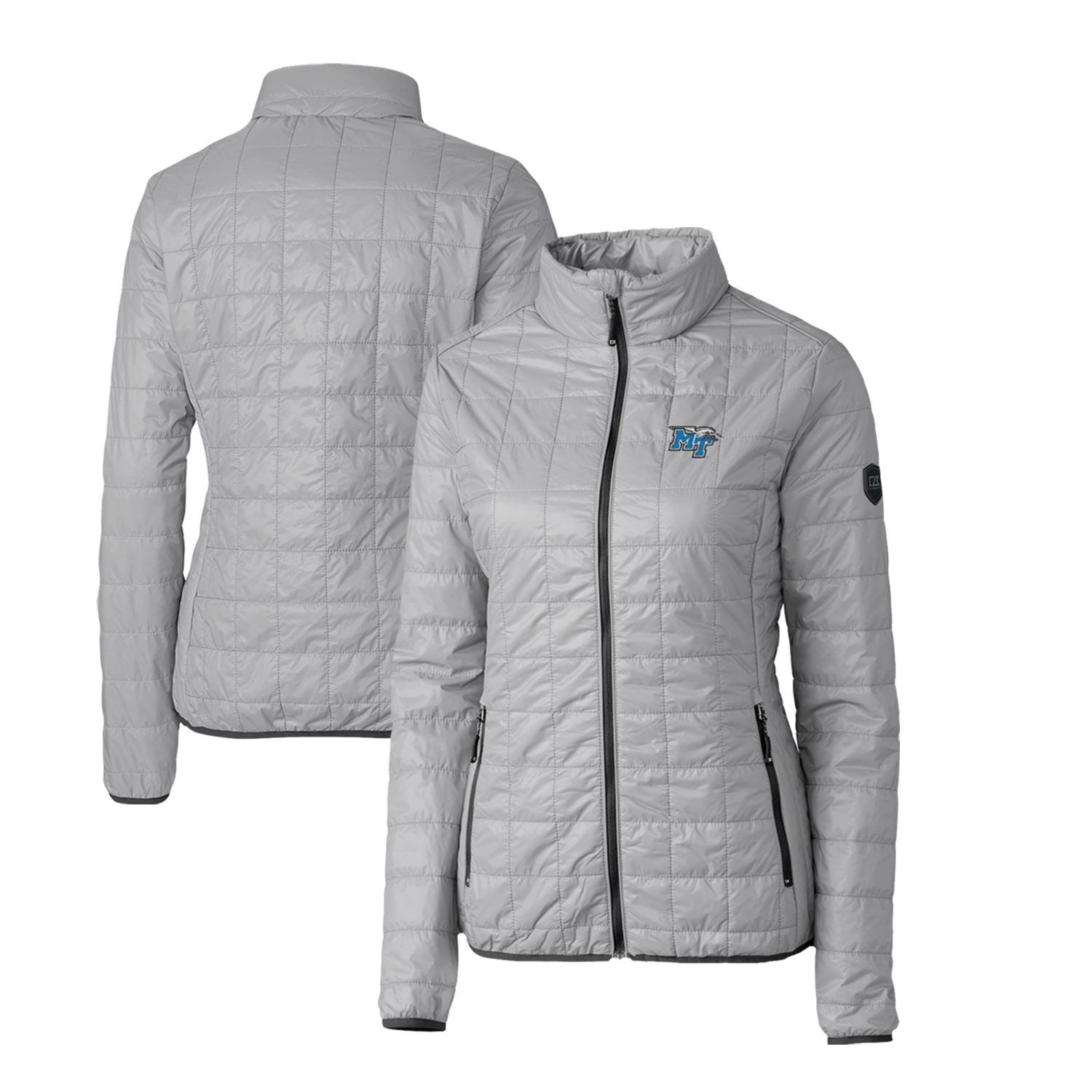 Women's Cutter & Buck Gray MTSU Blue Raiders Rainier Eco Insulated Puffer Full-Zip Jacket - Image 2