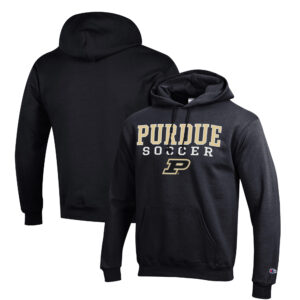 Men's Champion Black Purdue Boilermakers Soccer Stack Logo Powerblend Pullover Hoodie