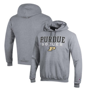 Men's Champion Gray Purdue Boilermakers Soccer Stack Logo Powerblend Pullover Hoodie