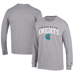 Men's Champion Gray Charlotte Knights Jersey Long Sleeve T-Shirt
