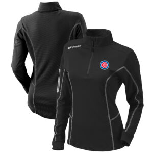 Women's Columbia  Black Chicago Cubs Omni-Wick Shotgun Quarter-Zip Pullover Top