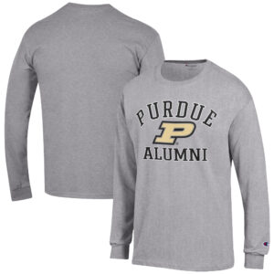 Men's Champion  Gray Purdue Boilermakers Alumni Logo Long Sleeve T-Shirt