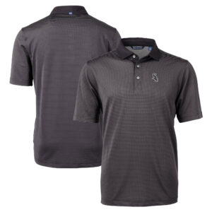 Men's Cutter & Buck Black/Gray Chicago White Sox Virtue Eco Pique Micro Stripe Recycled Big & Tall Polo