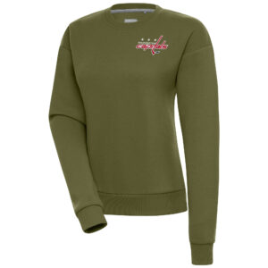 Women's Antigua Olive Washington Capitals Victory Pullover Sweatshirt