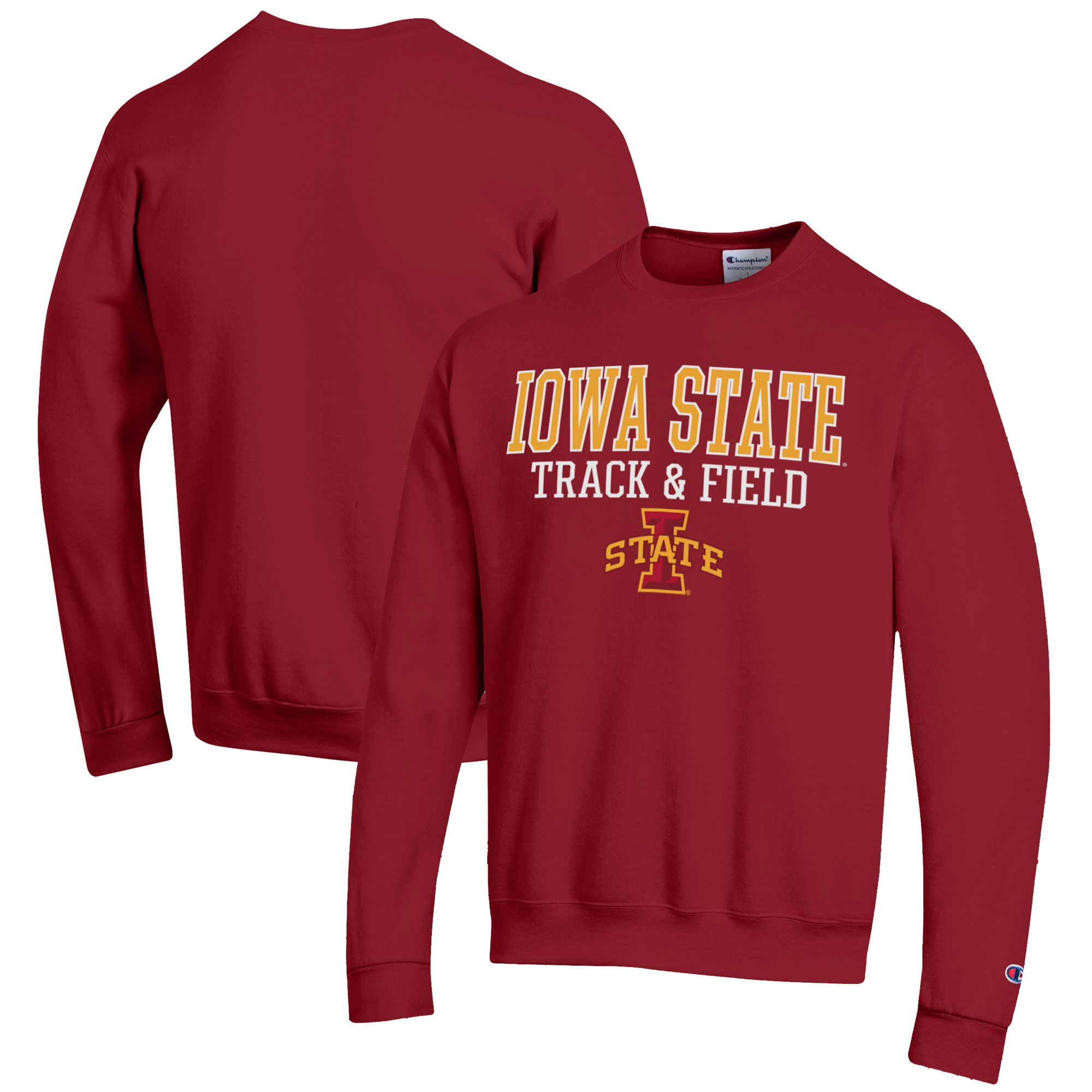 Men's Champion Cardinal Iowa State Cyclones Track & Field Stack Powerblend Pullover Sweatshirt - Image 5