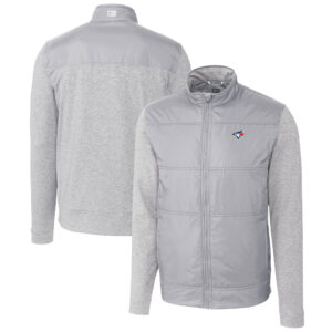 Men's Cutter & Buck  Gray Toronto Blue Jays Stealth Hybrid Quilted Full-Zip Windbreaker Jacket