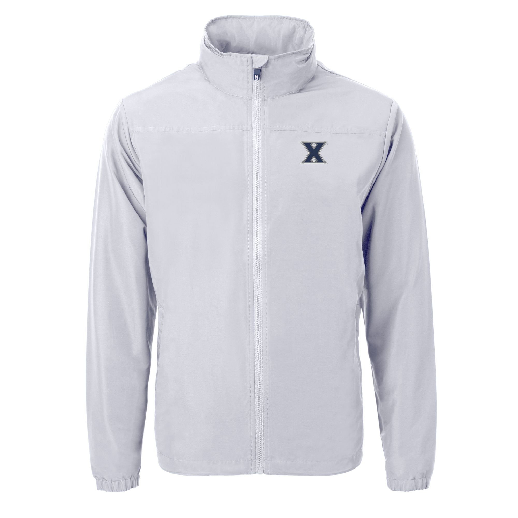 Men's Cutter & Buck Gray Xavier Musketeers Big & Tall Charter Eco Knit Recycled Full-Zip Jacket - Image 3