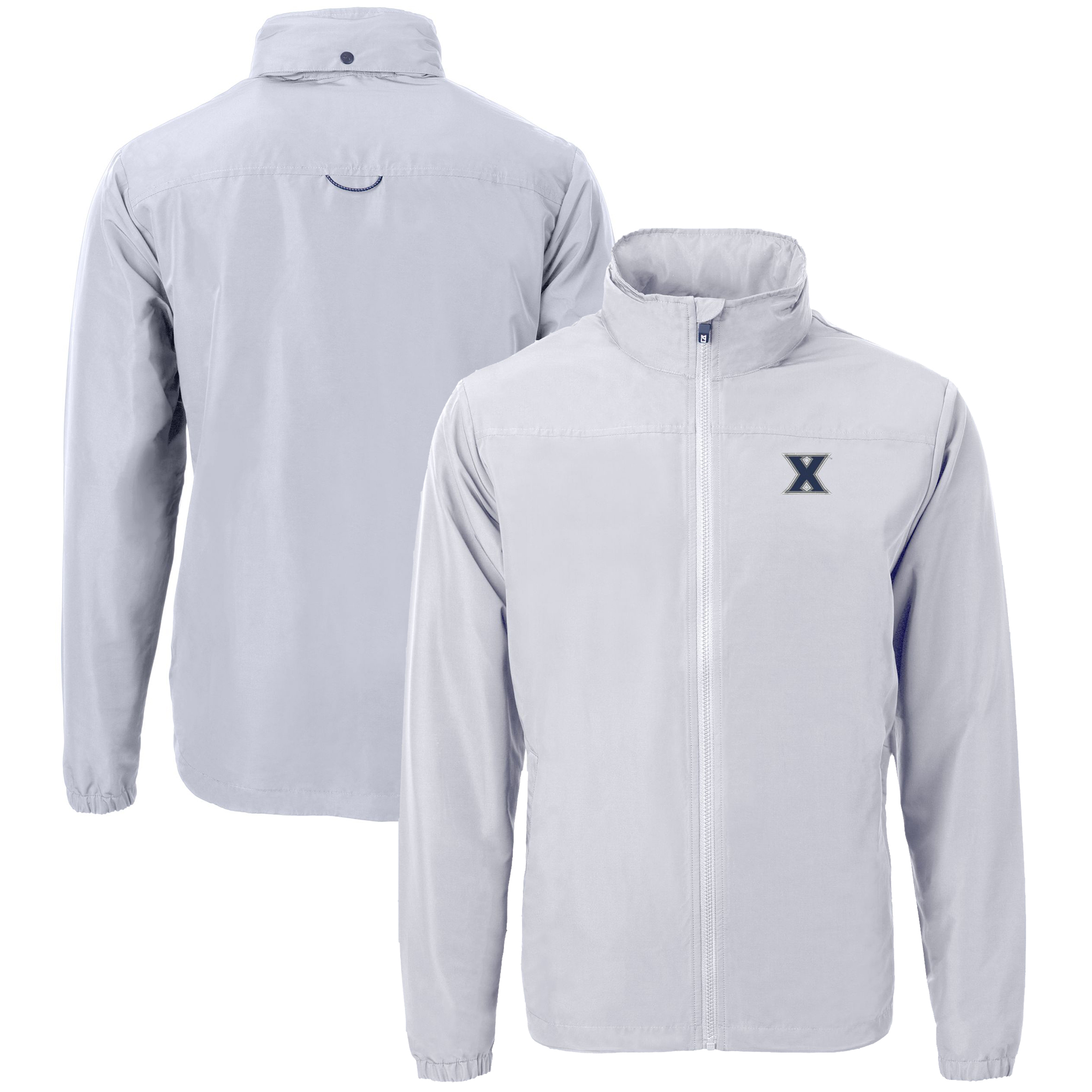 Men's Cutter & Buck Gray Xavier Musketeers Big & Tall Charter Eco Knit Recycled Full-Zip Jacket